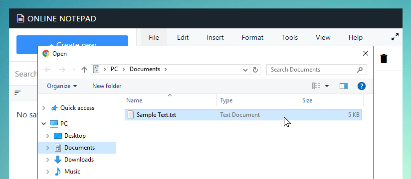 Open file dialog in Piasa